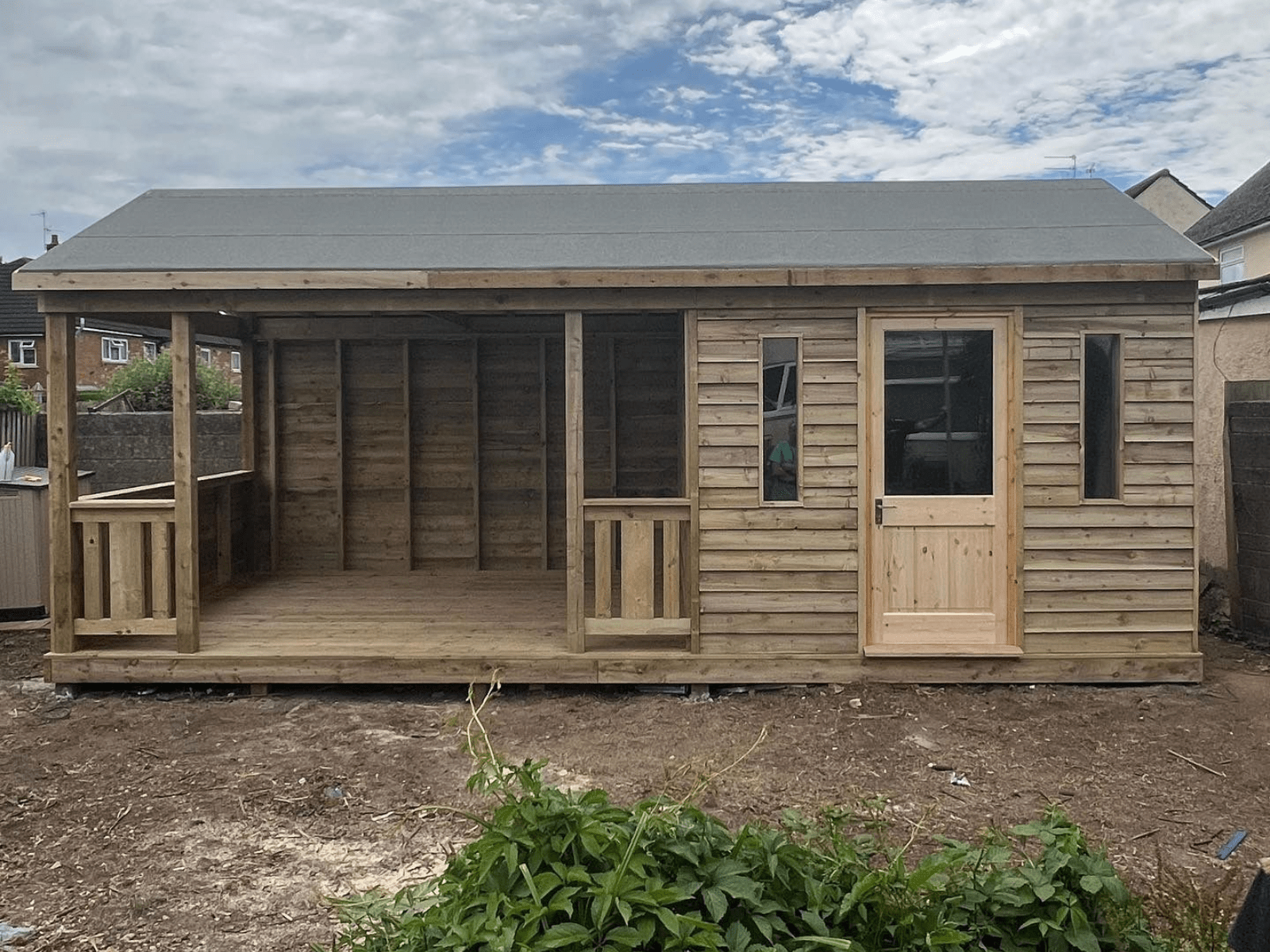 Made to measure garden shed and covered sitting area
